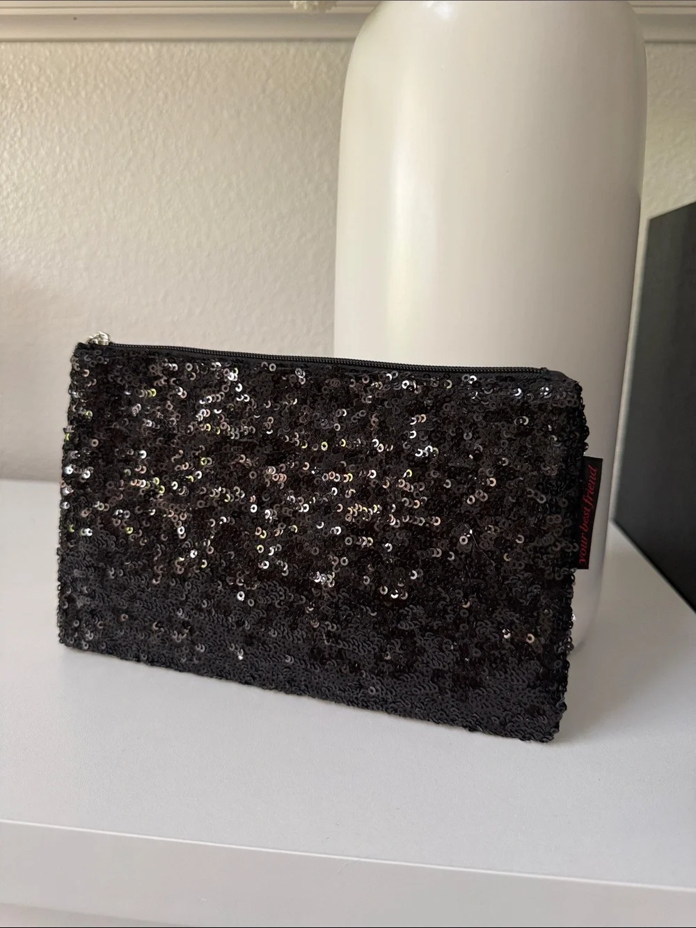 Black Sequin Cosmetic Bag “Your Best Friend”